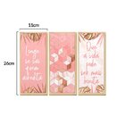 Trio De Quadros Decorativos Rosa E Dourado Frases