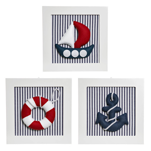 Trio De Quadros Marinheiro Quarto Bebê Infantil