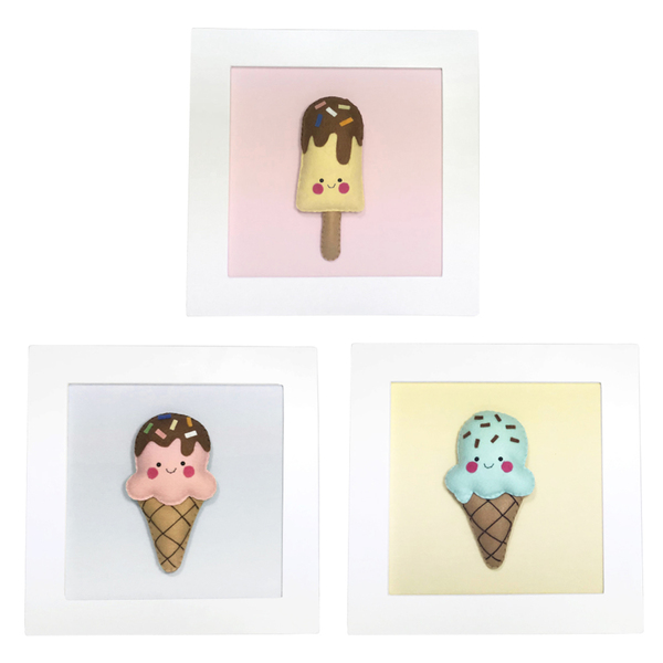 Trio De Quadros Sorvetinhos Quarto Bebê Infantil