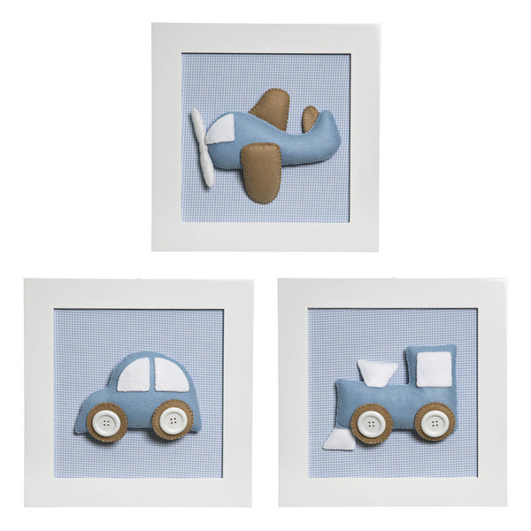 Trio De Quadros Transporte Quarto Bebê Infantil