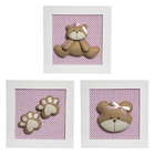Trio De Quadros Ursa Quarto Bebê Infantil