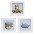 Trio De Quadros Urso Príncipe Quarto Bebê Infantil