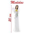 Trio De Santinhas Anjos Estatuetas Brancas Decoração Resina