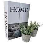 Trio Decorativo Livro Home Design + 2 Vasos Cinza Artesanal