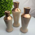 Trio Decorativo Vaso Garrafa Bege De Cerâmica Moderno