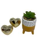 Trio Decorativo Vaso Tripé Caramelo E Corações 3d Cerâmico