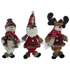 Trio Enfeites De Natal Pendente Boneco De Neve Papai Noel Ren