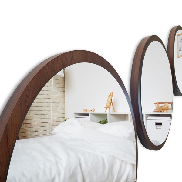 Trio Espelhos Decorativos Para Sala 40x40 - Imbuia