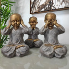 Trio Estatuetas Decorativas Valence Budas 15x24,5x13,5cm