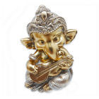 Trio Ganesha Da Prosperidade Ganesha Músico Gold 14 Cm