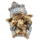 Trio Ganesha Da Sabedoria Enfeite Ganesha Gold Brilho 8 Cm