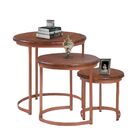 Trio Mesa Lateral De Canto Com Base De Metal Cobre
