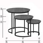 Trio Mesa Lateral De Canto Mel Com Base De Metal Preta