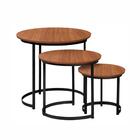 Trio Mesa Lateral De Canto Mel Com Base De Metal Preta