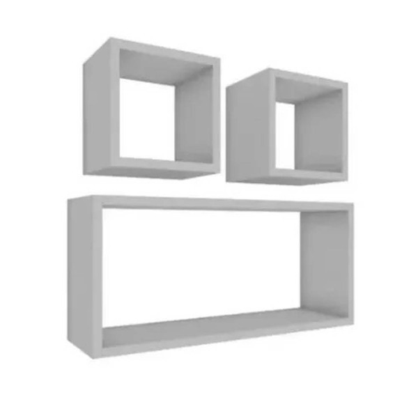 Trio Nichos Mdf Branco Tx Retangular E Quadrado Nchbr011