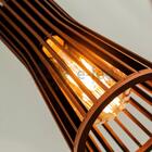 Trio Pendente Secto De Madeira Chocolate Na Canopla Redonda