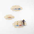 Trio Prateleiras Nuvem Infantil Bebê Azul Sky E Madeira Pinus