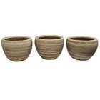 Trio Vaso Cerâmica Mesa Estilo Bola 17x20 Tabaco Envelhecido