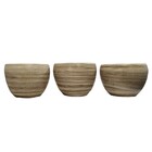 Trio Vaso Cerâmica Mesa Estilo Bola 17x20 Tabaco Envelhecido