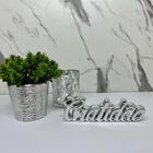 Trio Vaso Cerâmico + Castiçal De Vidro + Palavra Gratidão