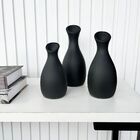 Trio Vaso Garrafa Preto Fosco Em Cerâmica Enfeite De Mesa