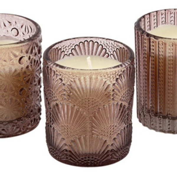 Trio Velas Aromatizada Decorativa Copo Vidro Fumê Perfumadas