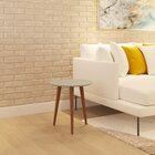 Tripé Mesa Lateral Tampo Mdf E Pés Madeira Eucalipto Maciço -