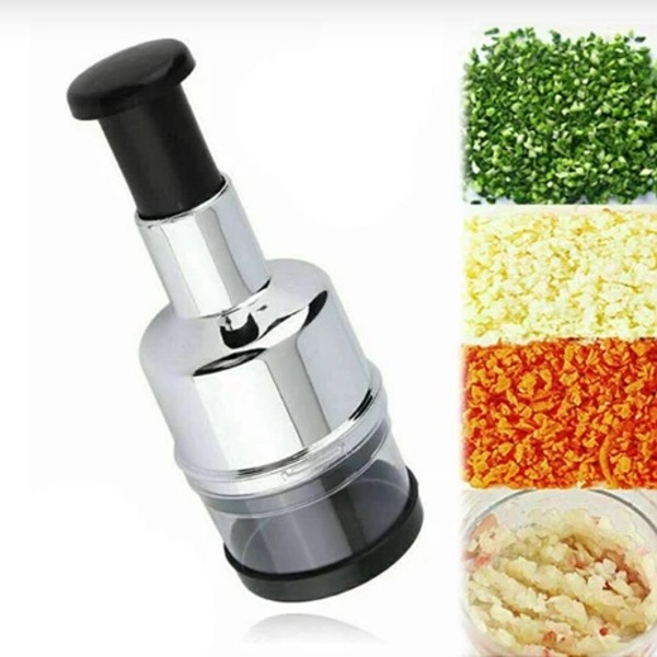 Triturador Manual Para Cebola Alho Vegetais Aço Inox Prateado