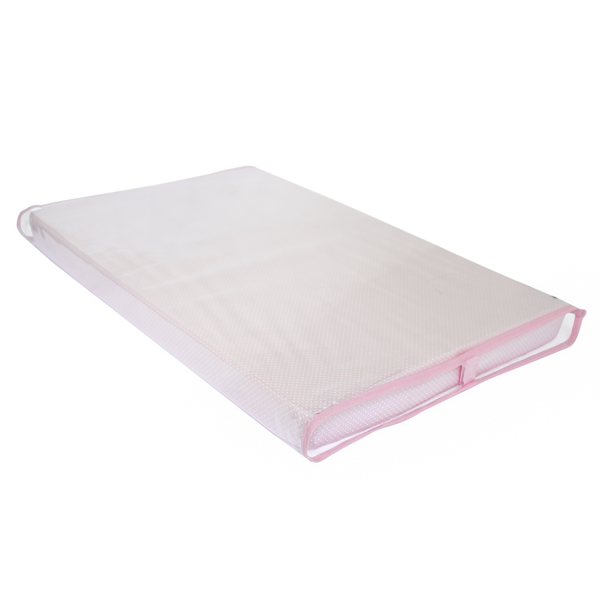 Trocador De Bebê Rosa Poá Com Viés Rosa