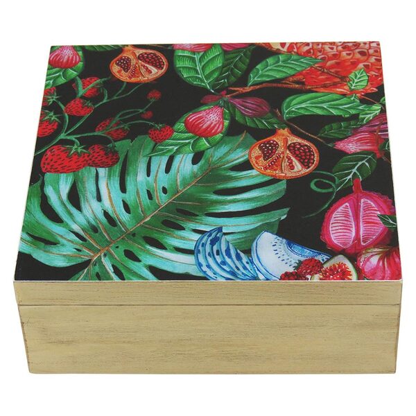 Tropical Caixa Organizadora Decoração 8x22x22cm Madeira Color