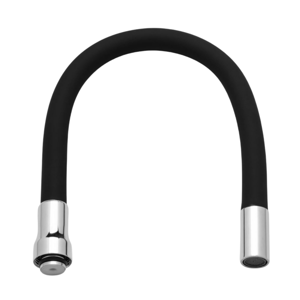 Tubo Bica 3/4" Flexível Silicone Preto Aço Inox Para Torneira