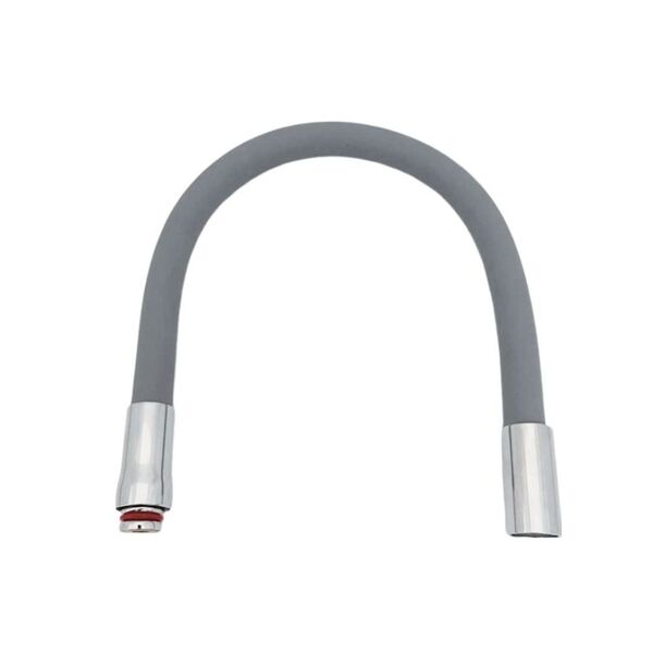 Tubo Bica 5/8" Flexível Silicone Cinza Aço Inox Para Torneira