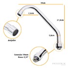 Tubo Bica Em Inox Cromado Para Torneira 3/4 Com Arejador Fixo