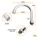 Tubo Bica Móvel Lavatório 3/4 Inox Cromado Arejador Fixo