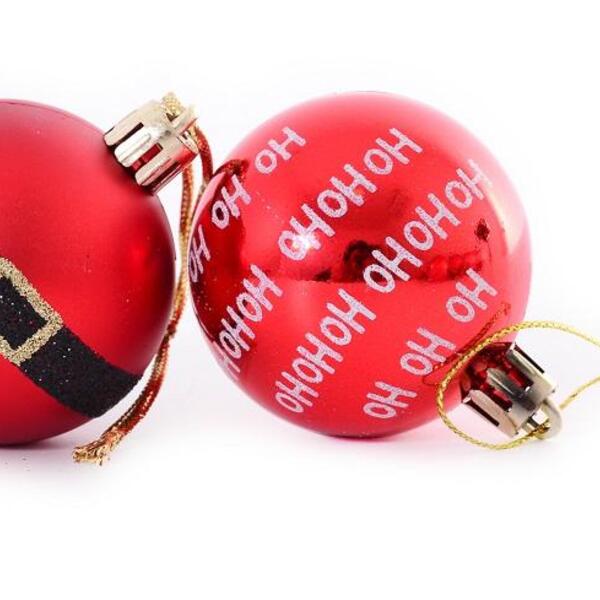 Tubo Bola De Natal Vermelho Ho Ho Ho E Cinto Noel Pt 5pcs 7cm