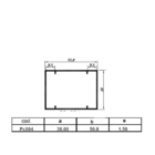 Tubo Retangular Branco - 5,08cm X 3,8cm X 6,00m - Cortado C/