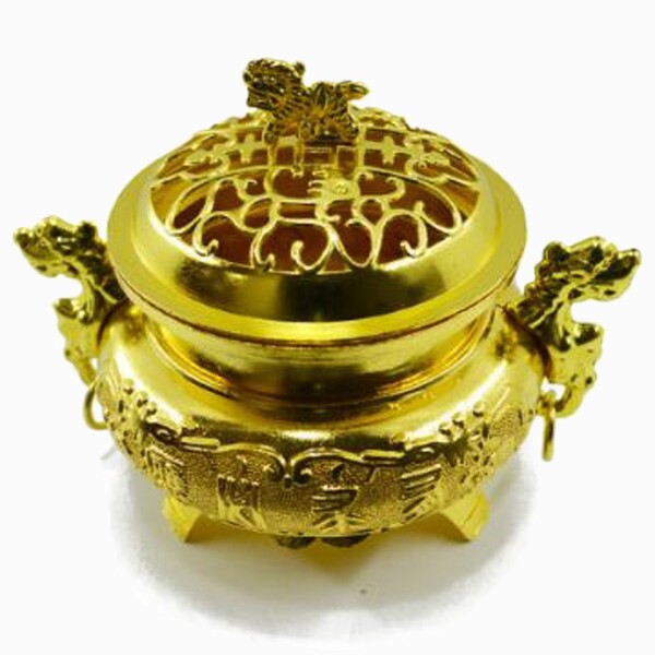 Turíbulo Defumador Incensario Metal Dourado Importado