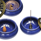 Turíbulo Incensário De Mesa Em Cerâmica Azul Escuro 10cm