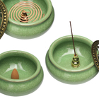 Turíbulo Incensário De Mesa Em Cerâmica Verde Claro 10cm