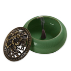 Turíbulo Incensário De Mesa Em Cerâmica Verde Escuro 10cm
