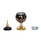 Turíbulo Incensário De Mesa Oval Importado Preto E Dourado
