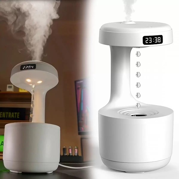 Umidificador De Ar Gotas Antigravidade Com Relogio E Luz Led