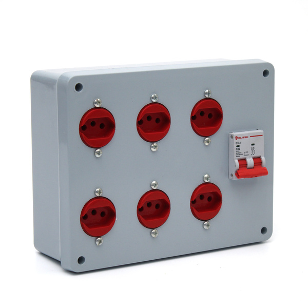 Unidade Combinada Padrão Brasileiro 6 Tomadas 20a E Disjuntor