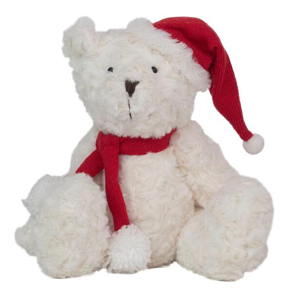 Urso Decorat Pelucia Gorro/cachecol Bco/vrm 36x19x11 1019489