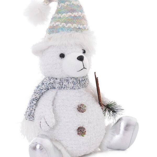 Urso Polar Winter Em Poliéster Esqui Sentado 1pc 26 Cm Decora