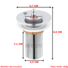 Válvula 7/8 Ralo Para Lavatório Com Ladrão Tampa Metal