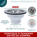 Valvula Americana 4 1/2 E Sifao Sanfonado Universal Flexivel