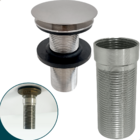 Valvula Click 1 1/4 Inox Escovado Com Prolongador 14cm Para C