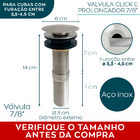 Valvula Click 1 1/4 Inox Escovado Com Prolongador 14cm Para C