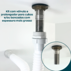 Valvula Click 1 1/4 Inox Escovado Com Prolongador 14cm Para C